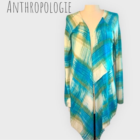 Anthropologie by Sparrow Blue Plaid Revolution Cardigan size Medium - Picture 1 of 8